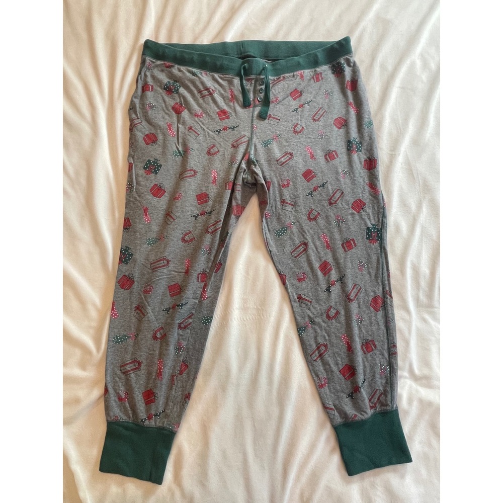 Torrid Sleep Women 3 Christmas Holiday Gift Print Pajama Jogger Pants Grey Green